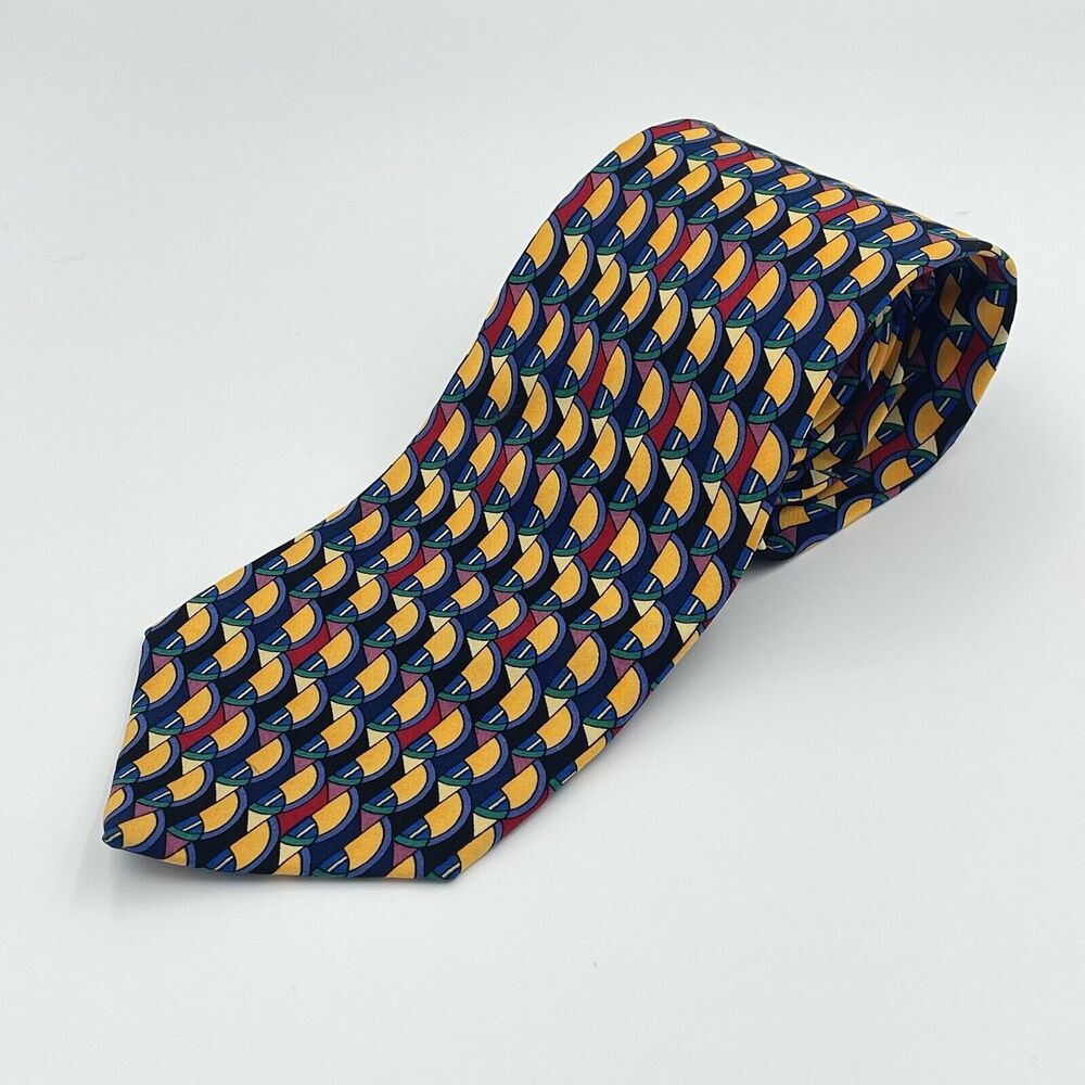 J. Garcia Mens Necktie 100% Silk Made in USA Geometric Curves & Lines Collection